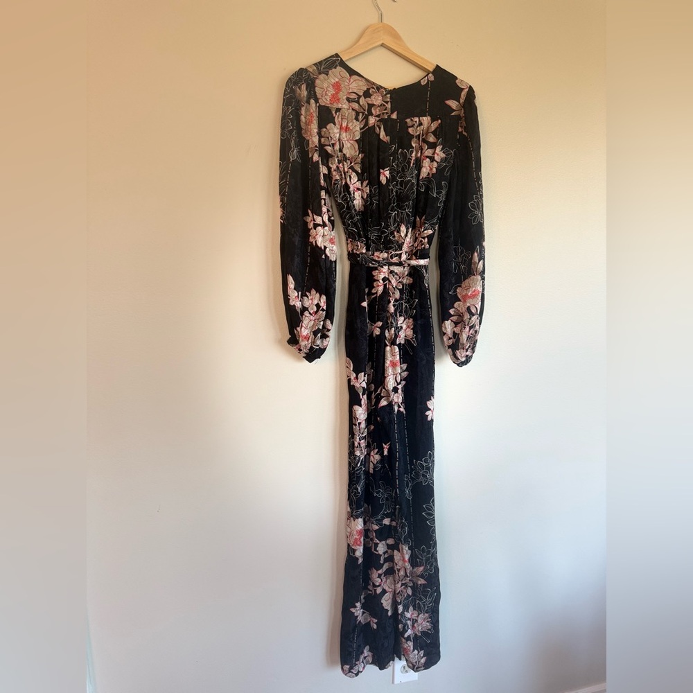 Anthropologie Harlyn Floral Boho Wide Leg Jumpsuit Balloon Sleeve S - Picture 5 of 14